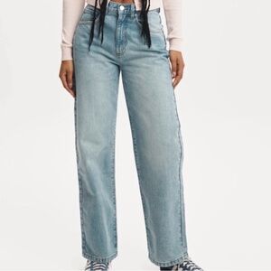 Cotton On Women’s Light Blue Loose Straight Leg Jeans Bondi Blue Wash Size 0